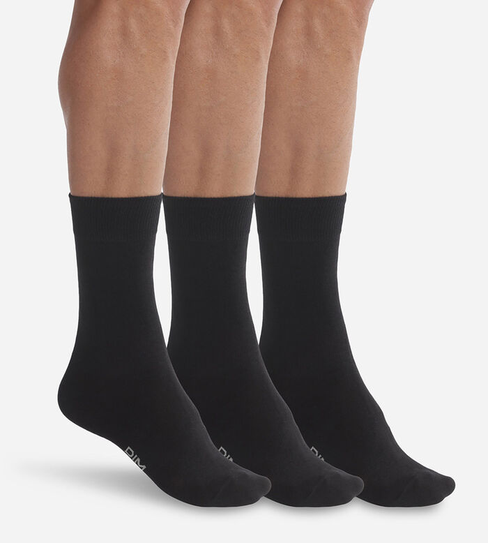Pack of 3 pairs of men's cotton socks Black Dim Basic Cotton, , DIM