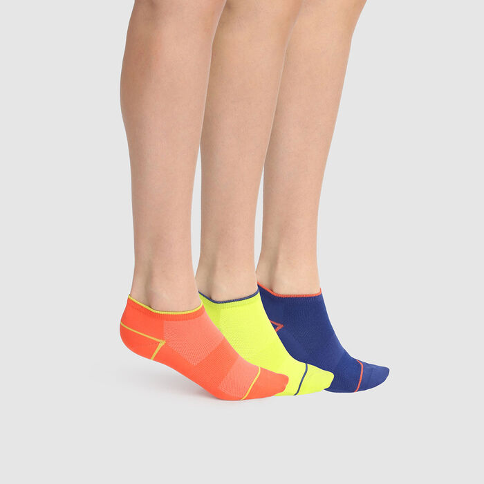 Dim Sport pack of 3 pairs of women's short socks X Temp Fluorescent, , DIM