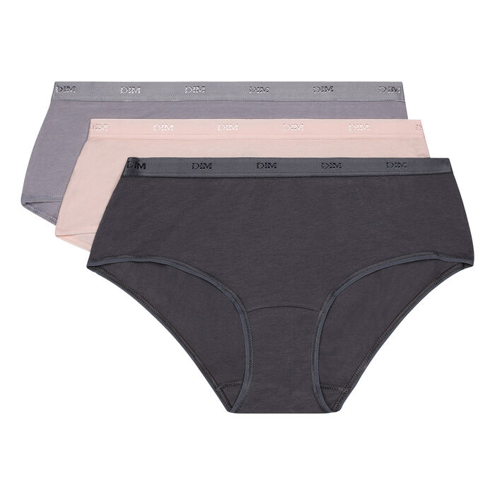 Комплект из 3 трусиков-боксеров Les Pockets EcoDIM серо-коричневого, розового и серого цвета, , DIM