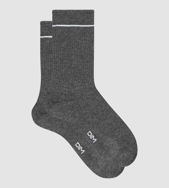 Gray Unisex ribbed modal cotton socks Dim Icons, , DIM