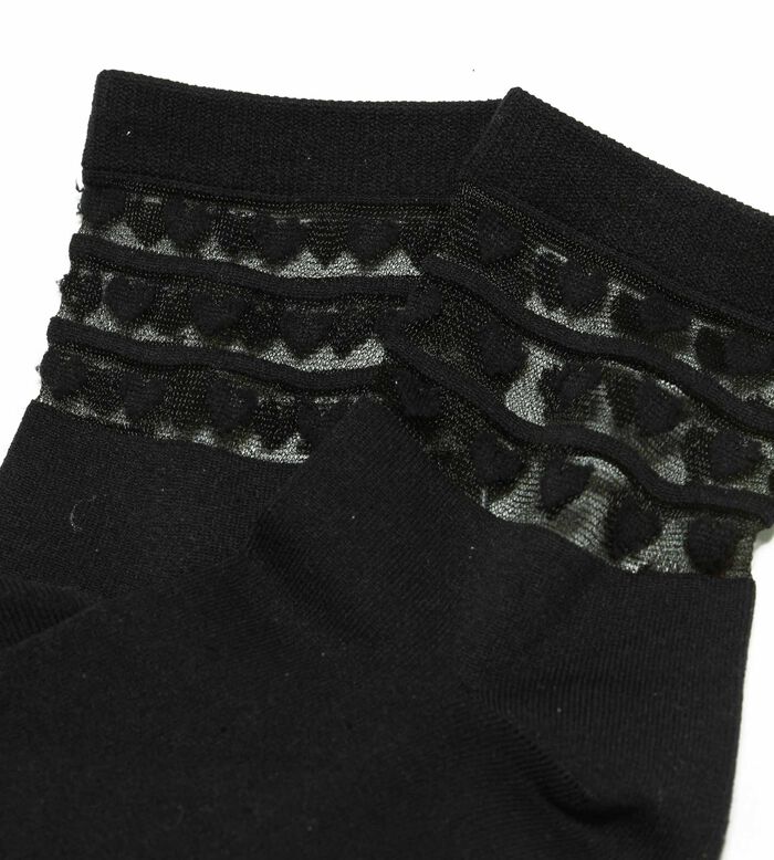 Pack of 2 pairs of microfibre women's socks in black with hearts Dim Skin, , DIM