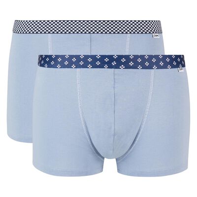 Lot de 2 boxers bleu glacier coton stretch ceinture imprimée Mix and Print, , DIM