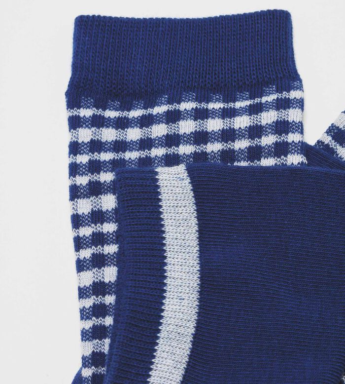 2er-Pack königsblaue Damensocken aus Baumwolle mit Vichy-Muster - Cotton Style, , DIM