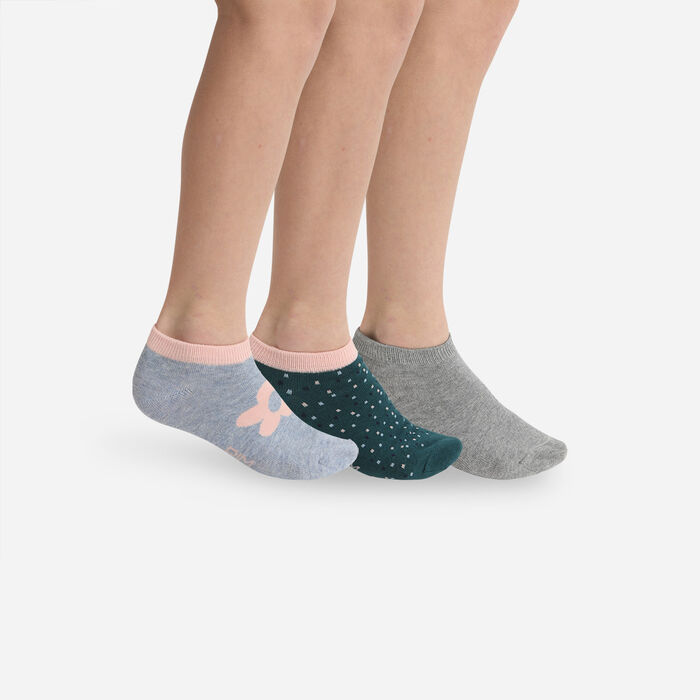 Комплект из 3 пар детских носков с цветочным узором Grey Cotton Style, , DIM