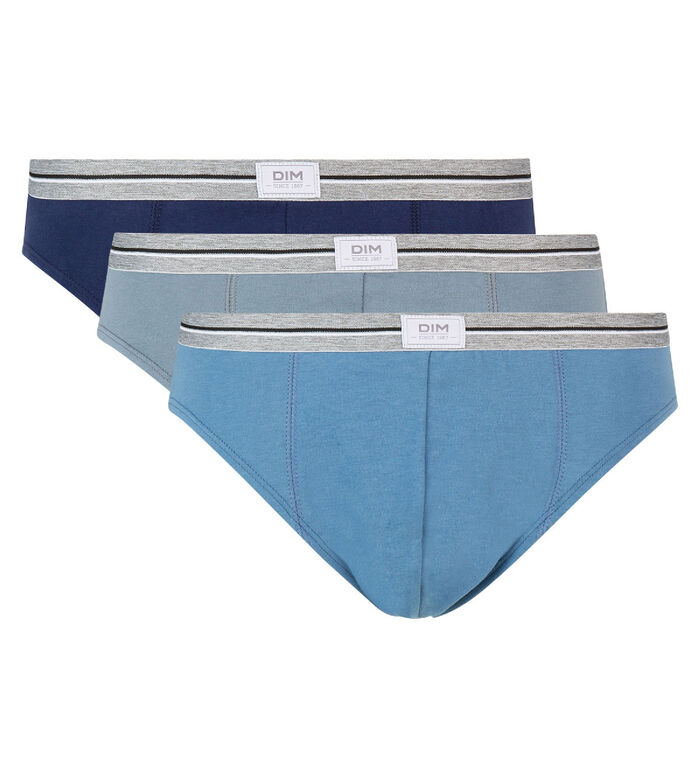 3er-Pack Slips aus robuster Stretch-Baumwolle blau/grau - Ultra Resist, , DIM