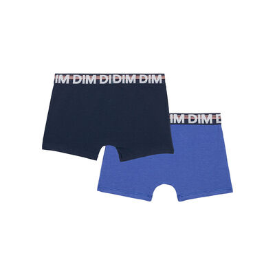 2er-Pack stahlblaue/dunkelblaue Jungen-Boxershorts aus Stretch-Baumwolle - EcoDIM, , DIM