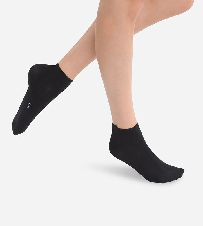 Pack de 2 pares de calcetines bajos negros segunda piel para mujer, , DIM