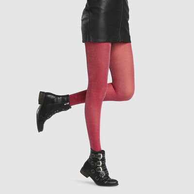 Dim Style 23D fancy tights in dark pink lurex, , DIM