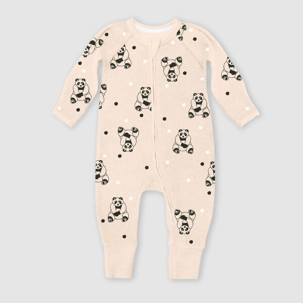bañera Noticias Poner Pijama de terciopelo con cremallera en dos sentidos con motivos de panda  negro para bebé Dim ZIPPY ®