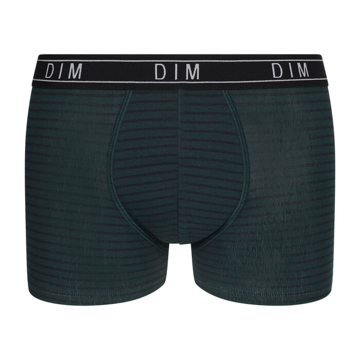 Boxer homme en coton stretch Noir à rayures vertes Dim Fancy, , DIM