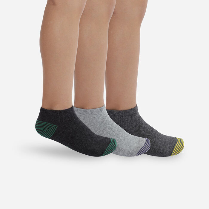 Набор из 3-х пар детских носков с цветными пятками Grey Cotton Style, , DIM