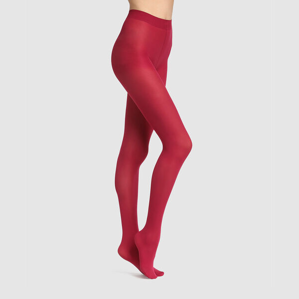 Dim Style 50D opaque velour tights in dark pink