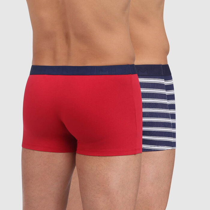 Mix and Fancy 2 pack trunks in topaz red and blue striped print, , DIM