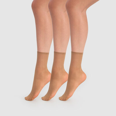 3er-Pack zimtbraune transparente Socken 20D - Beauty Resist, , DIM