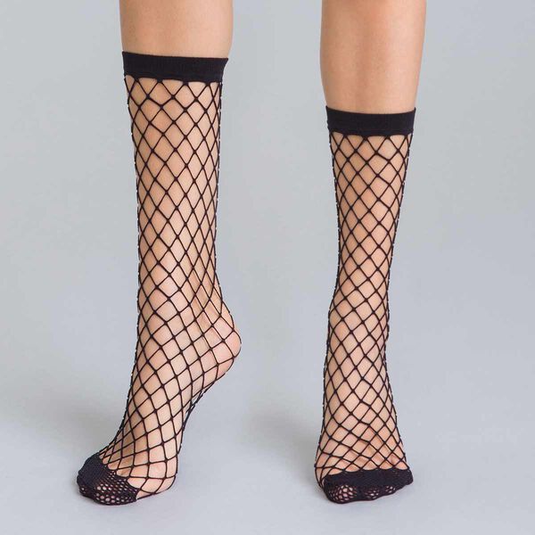 Style 54 black fishnet low-cut socks