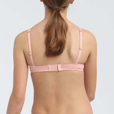 Dim Touch girls' blush pink microfibre padded triangle bra, , DIM