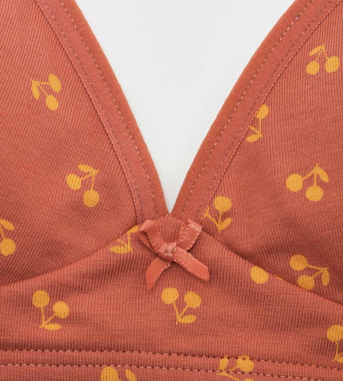 Triangle bra in yellow with cherry pattern Les Pockets, , DIM