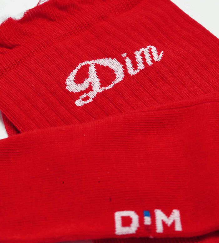 Calcetines de mujer fabricados en Francia en algodón Rojo con volantes Madame Dim, , DIM
