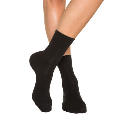 Pack of 2 pairs of black Femme Pur Coton socks for women, , DIM
