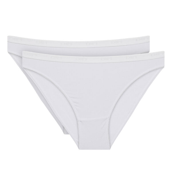Pack of 2 pairs of Coton Plus Bio organic cotton midi knickers in white