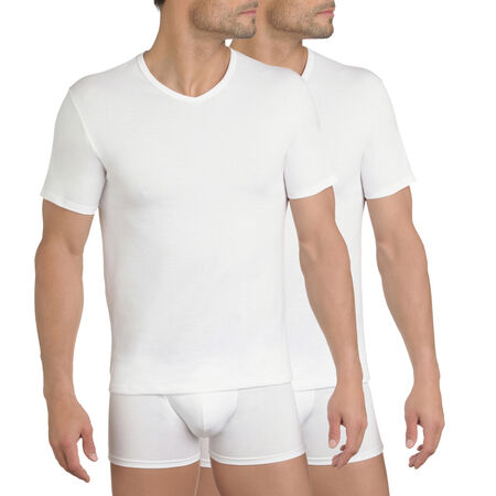 Pack of 2 white X-Temp V-neck T-shirts