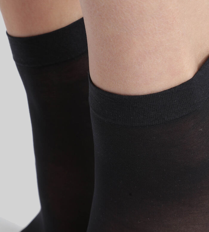 Pack of 2 pairs of Black semi-opaque recycled yarn socks Dim Good, , DIM