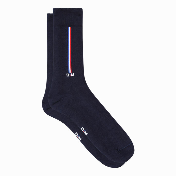 Men's blue cotton socks with flag pattern Monsieur Dim, , DIM