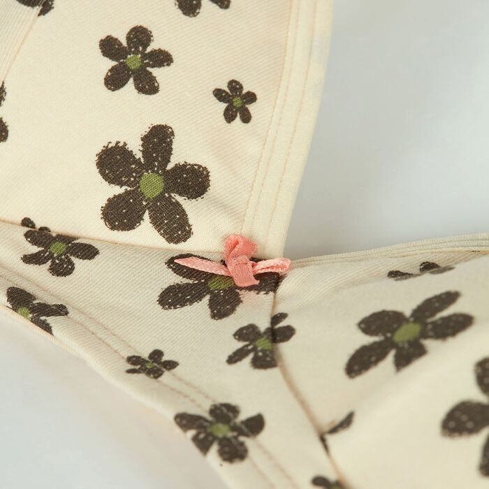 Les Pockets Floral wireless stretch cotton triangle bra, , DIM