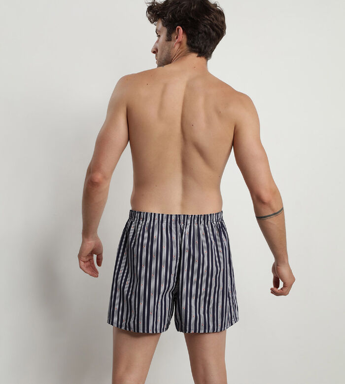 Pack of 2 men's Indigo Stripe organic cotton boxer shorts by Dim Green Bio, , DIM