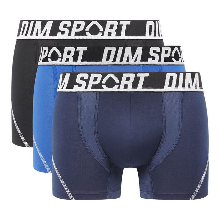 3er-Pack Boxershorts aus Mikrofaser schwarz/blau/cyanblau  - DIM Sport, , DIM