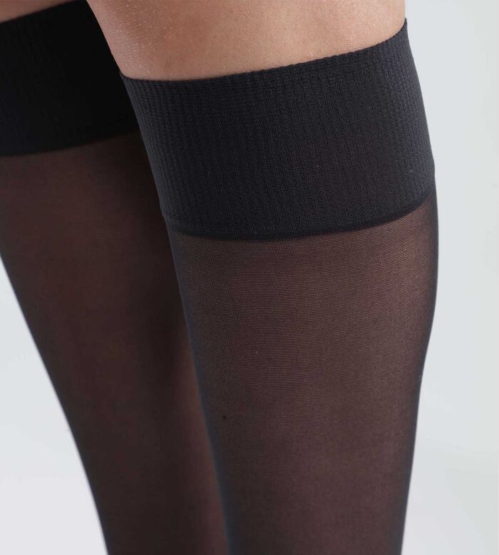 Pack of 2 pairs of black semi-opaque knee-highs made from recycled yarns Dim Good, , DIM