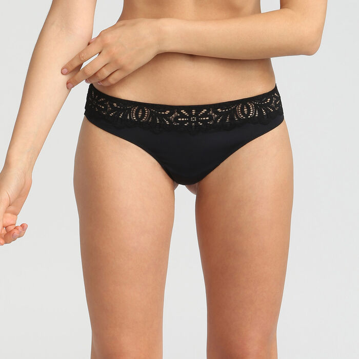 Lace black thong Daily Glam, , DIM