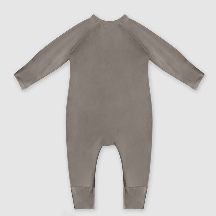 Khakifarbener Baby-Pyjama mit Reißverschluss und Regenbogen-Druck aus Bio-Baumwolle - DIM ZIPPY®. , , DIM