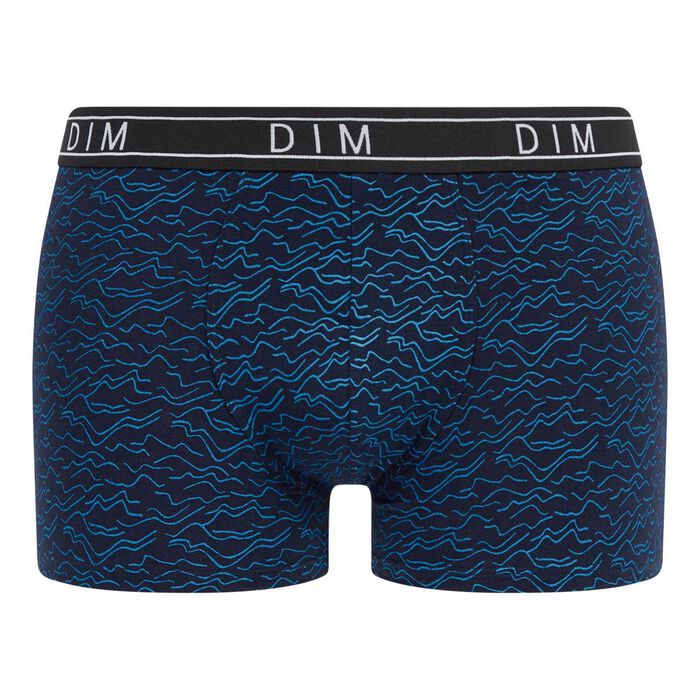 Men's boxers shorts in stretch cotton printed with ripples Navy Dim Fancy, , DIM