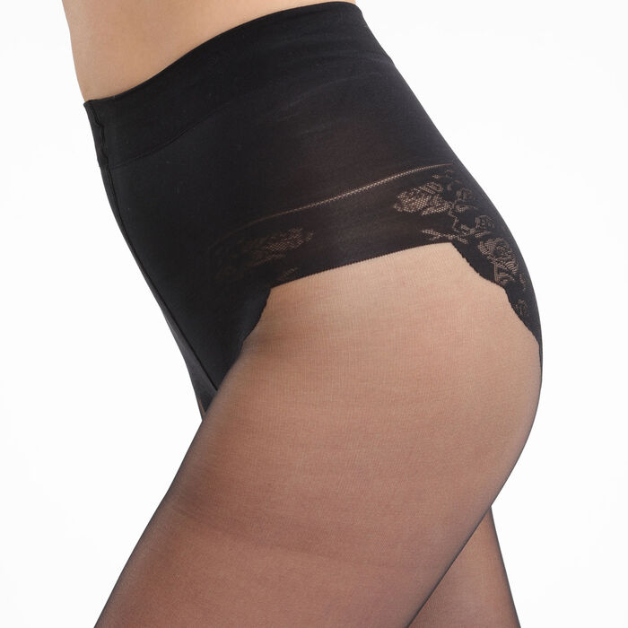 Black DIM Signature Ventre Plat 20 tummy-flattening tights, , DIM