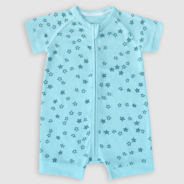 Dim Light blue cotton stretch baby with zip and star shower