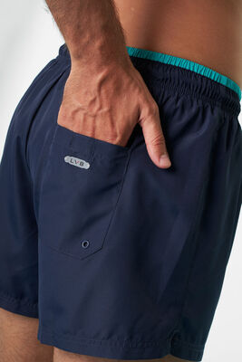 Navy blue swimming trunks in quick drying fabric, , DIM
