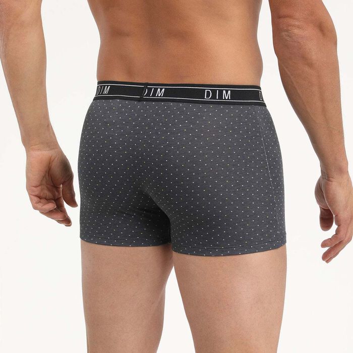 Dim Fancy  Men's grey boxer briefs in stretch cotton with polka dots, , DIM