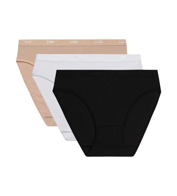 Pack of 3 pairs of Les Pockets cotton knickers with black bow