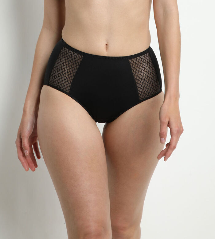 EcoDIM tummy-flattening high rise bikini knickers in black, , DIM