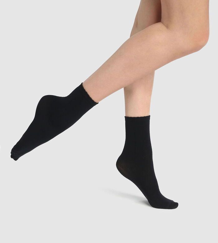 Opaque Sensational 70D opaque black microfibre ankle socks, , DIM