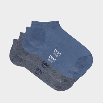 Набор 2 шт.: синие короткие женские носки Basic Cotton, , DIM