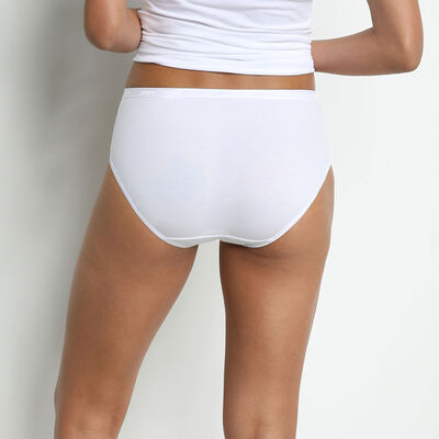 Pack of 2 pairs of Coton Plus Bio organic cotton maxi knickers in white, , DIM