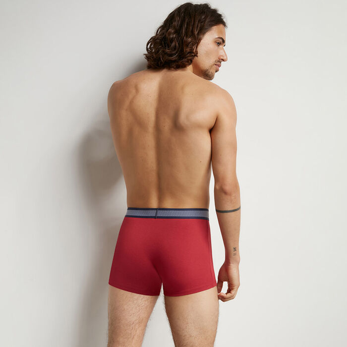 Dim Smart Red Wine Men's boxer shorts in modal cotton with striped waistband, , DIM