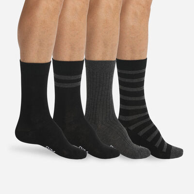 Pack de 4 pares de calcetines de caña media negros y grises para hombre Eco Dim, , DIM