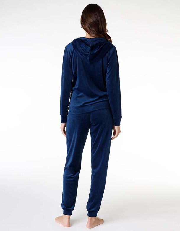 Women's blue velvet loungewear, , DIM