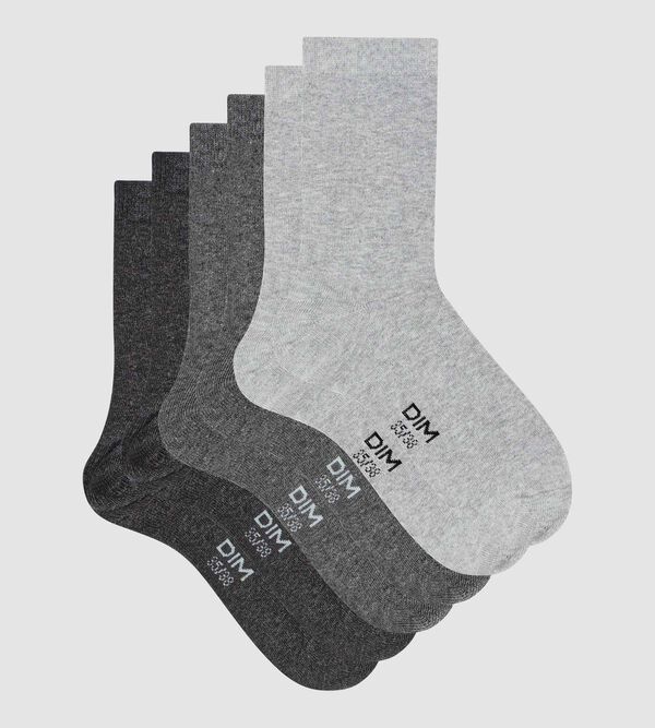 Pack of 3 pairs of light gray women\'s socks in Dim cotton