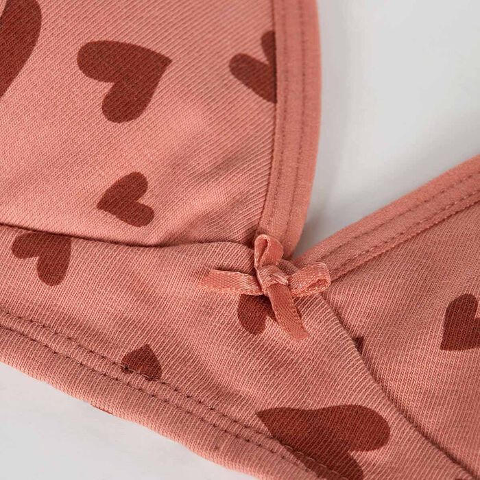 Les Pockets wireless hearts print stretch cotton triangle bra, , DIM
