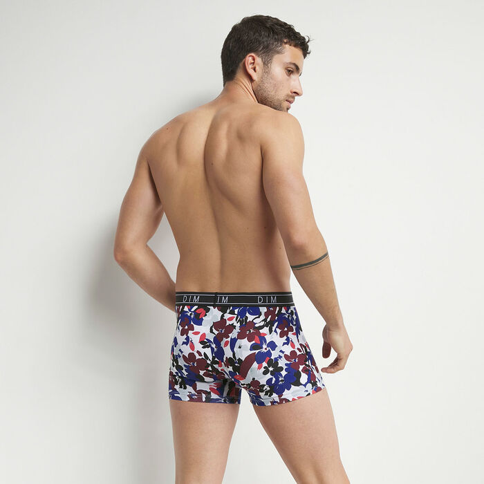 Men's boxers shorts in stretch cotton with hibiscus print Dim Fancy, , DIM