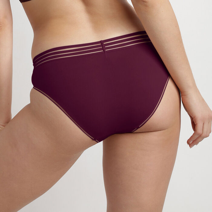 Oh My Dim's nude purple second skin high-waisted microfibre knickers, , DIM